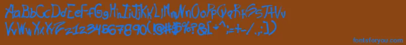 Rashand-Schriftart – Blaue Schriften auf braunem Hintergrund
