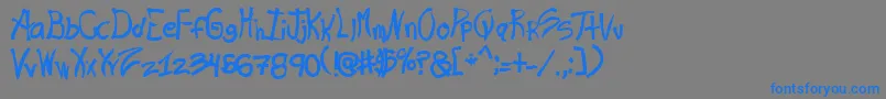 フォントRashand – 灰色の背景に青い文字