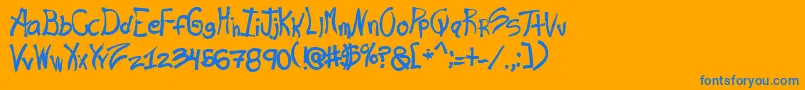 Rashand Font – Blue Fonts on Orange Background