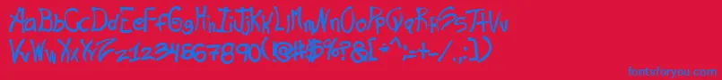 Rashand-Schriftart – Blaue Schriften auf rotem Hintergrund