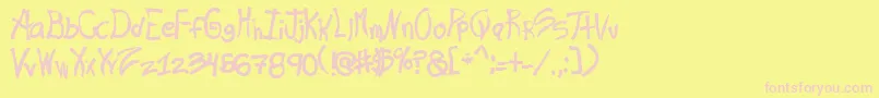 フォントRashand – ピンクのフォント、黄色の背景