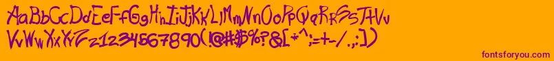 Rashand Font – Purple Fonts on Orange Background