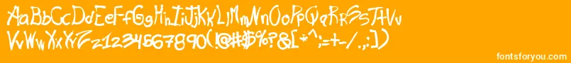 Rashand-Schriftart – Weiße Schriften auf orangefarbenem Hintergrund