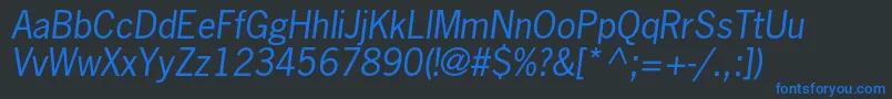 フォントNewsgothicstdOblique – 黒い背景に青い文字