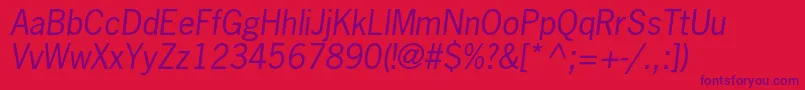 NewsgothicstdOblique Font – Purple Fonts on Red Background