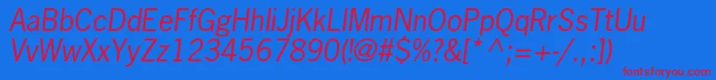 NewsgothicstdOblique-Schriftart – Rote Schriften auf blauem Hintergrund
