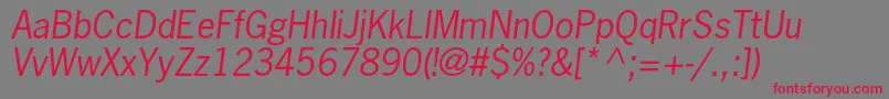 NewsgothicstdOblique-Schriftart – Rote Schriften auf grauem Hintergrund