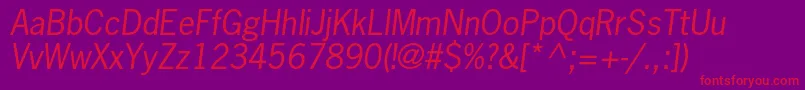 フォントNewsgothicstdOblique – 紫の背景に赤い文字