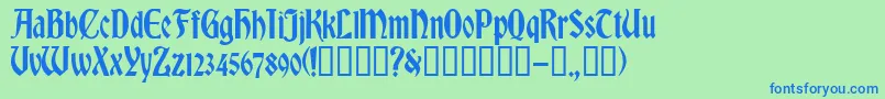 RomvelCyr Font – Blue Fonts on Green Background