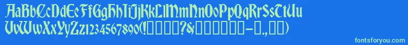 RomvelCyr Font – Green Fonts on Blue Background