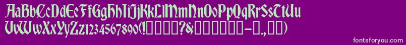 RomvelCyr Font – Green Fonts on Purple Background