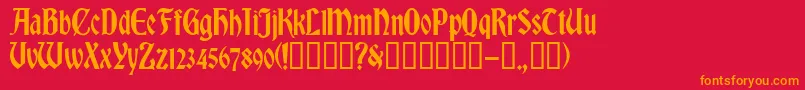 フォントRomvelCyr – 赤い背景にオレンジの文字