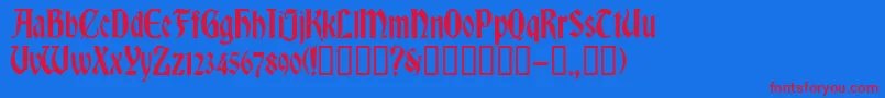 RomvelCyr-Schriftart – Rote Schriften auf blauem Hintergrund