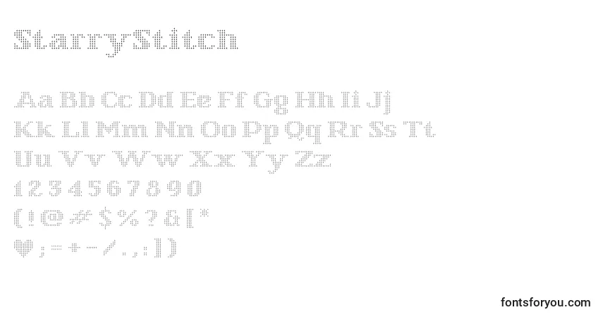 A fonte StarryStitch – alfabeto, números, caracteres especiais