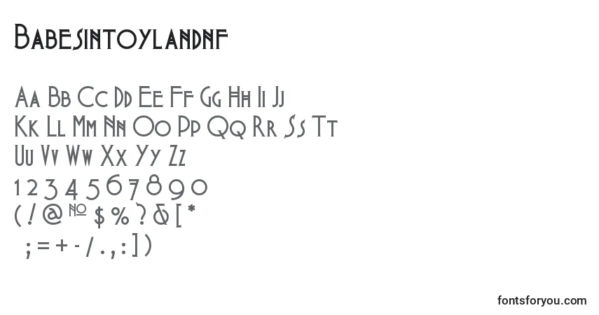 Babesintoylandnf (91623)-fontti – aakkoset, numerot, erikoismerkit
