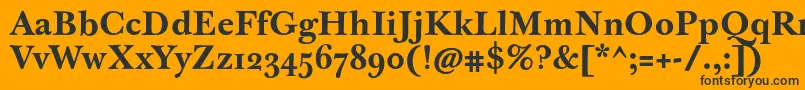 JbaskervilletmedBold-Schriftart – Schwarze Schriften auf orangefarbenem Hintergrund