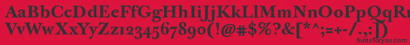 JbaskervilletmedBold-Schriftart – Schwarze Schriften auf rotem Hintergrund