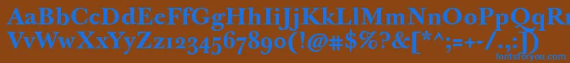 JbaskervilletmedBold-Schriftart – Blaue Schriften auf braunem Hintergrund