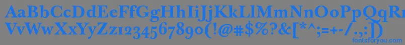 JbaskervilletmedBold-Schriftart – Blaue Schriften auf grauem Hintergrund