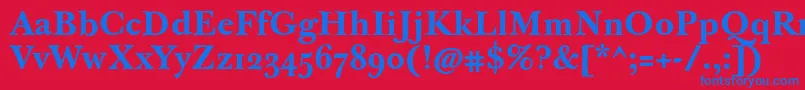 フォントJbaskervilletmedBold – 赤い背景に青い文字