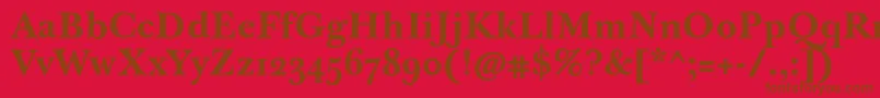 フォントJbaskervilletmedBold – 赤い背景に茶色の文字