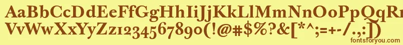 フォントJbaskervilletmedBold – 茶色の文字が黄色の背景にあります。