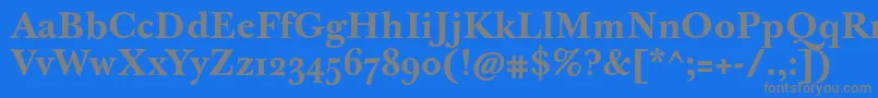 JbaskervilletmedBold-Schriftart – Graue Schriften auf blauem Hintergrund