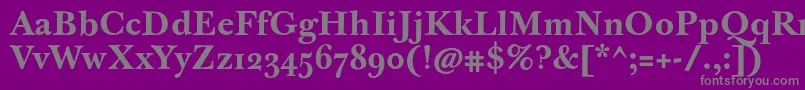 JbaskervilletmedBold-fontti – harmaat kirjasimet violetilla taustalla