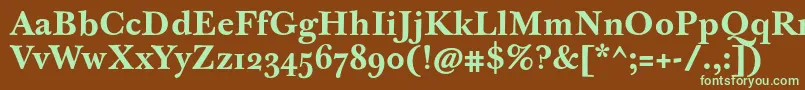 フォントJbaskervilletmedBold – 緑色の文字が茶色の背景にあります。