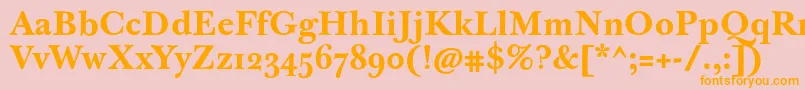 JbaskervilletmedBold-Schriftart – Orangefarbene Schriften auf rosa Hintergrund