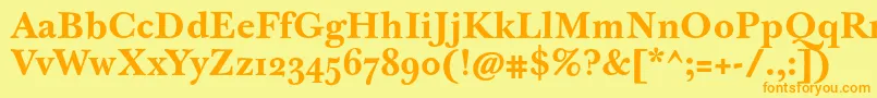 JbaskervilletmedBold-Schriftart – Orangefarbene Schriften auf gelbem Hintergrund