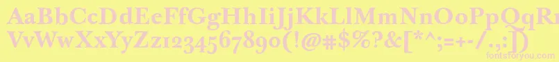 JbaskervilletmedBold-fontti – vaaleanpunaiset fontit keltaisella taustalla