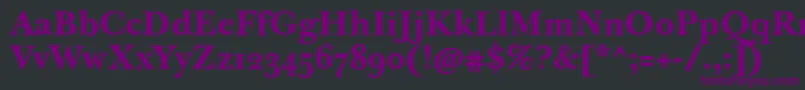 JbaskervilletmedBold-Schriftart – Violette Schriften auf schwarzem Hintergrund