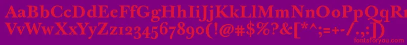 JbaskervilletmedBold-Schriftart – Rote Schriften auf violettem Hintergrund