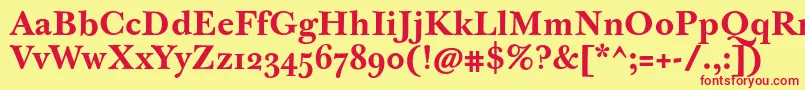JbaskervilletmedBold-Schriftart – Rote Schriften auf gelbem Hintergrund