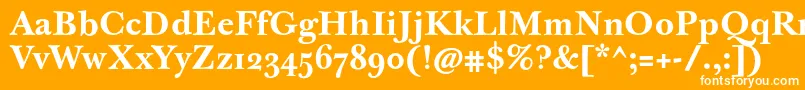 JbaskervilletmedBold-Schriftart – Weiße Schriften auf orangefarbenem Hintergrund