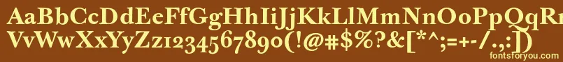 JbaskervilletmedBold-fontti – keltaiset fontit ruskealla taustalla