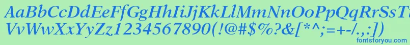 Czcionka OrchidSsiSemiBoldItalic – niebieskie czcionki na zielonym tle