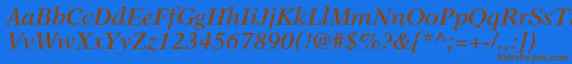 フォントOrchidSsiSemiBoldItalic – 茶色の文字が青い背景にあります。