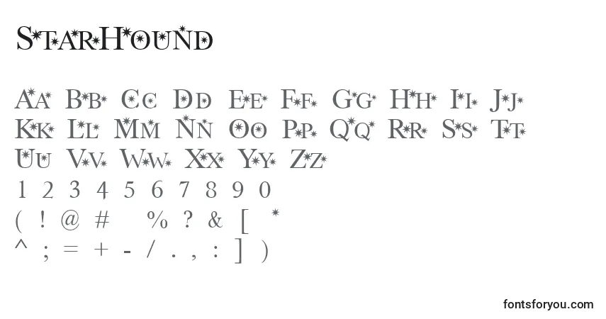 Schriftart StarHound – Alphabet, Zahlen, spezielle Symbole