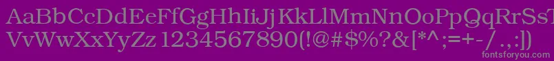 Fonte Kacstbook – fontes cinzas em um fundo violeta