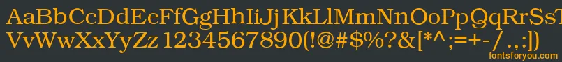 Kacstbook-Schriftart – Orangefarbene Schriften auf schwarzem Hintergrund