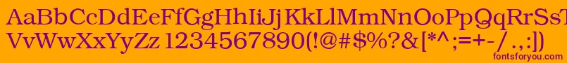 Kacstbook-fontti – violetit fontit oranssilla taustalla