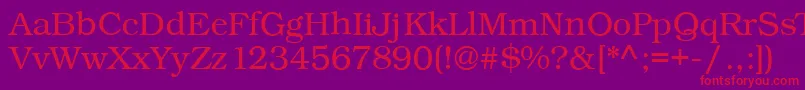 Czcionka Kacstbook – czerwone czcionki na fioletowym tle
