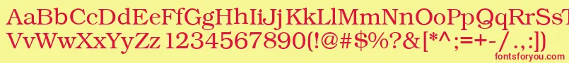 Czcionka Kacstbook – czerwone czcionki na żółtym tle