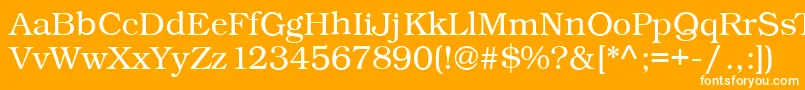 Fonte Kacstbook – fontes brancas em um fundo laranja