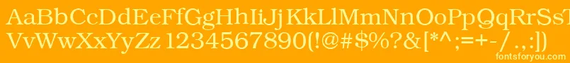 Kacstbook-fontti – keltaiset fontit oranssilla taustalla