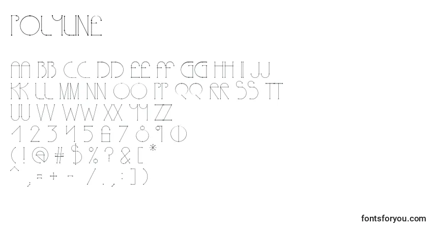 Czcionka Polyline – alfabet, cyfry, specjalne znaki