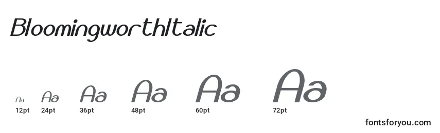 BloomingworthItalic Font Sizes