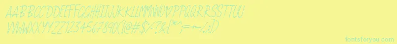 Шрифт LoveAndRomanceItalic – зелёные шрифты на жёлтом фоне